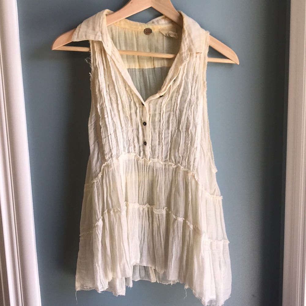 Free People Boho Cream Top, Size Small